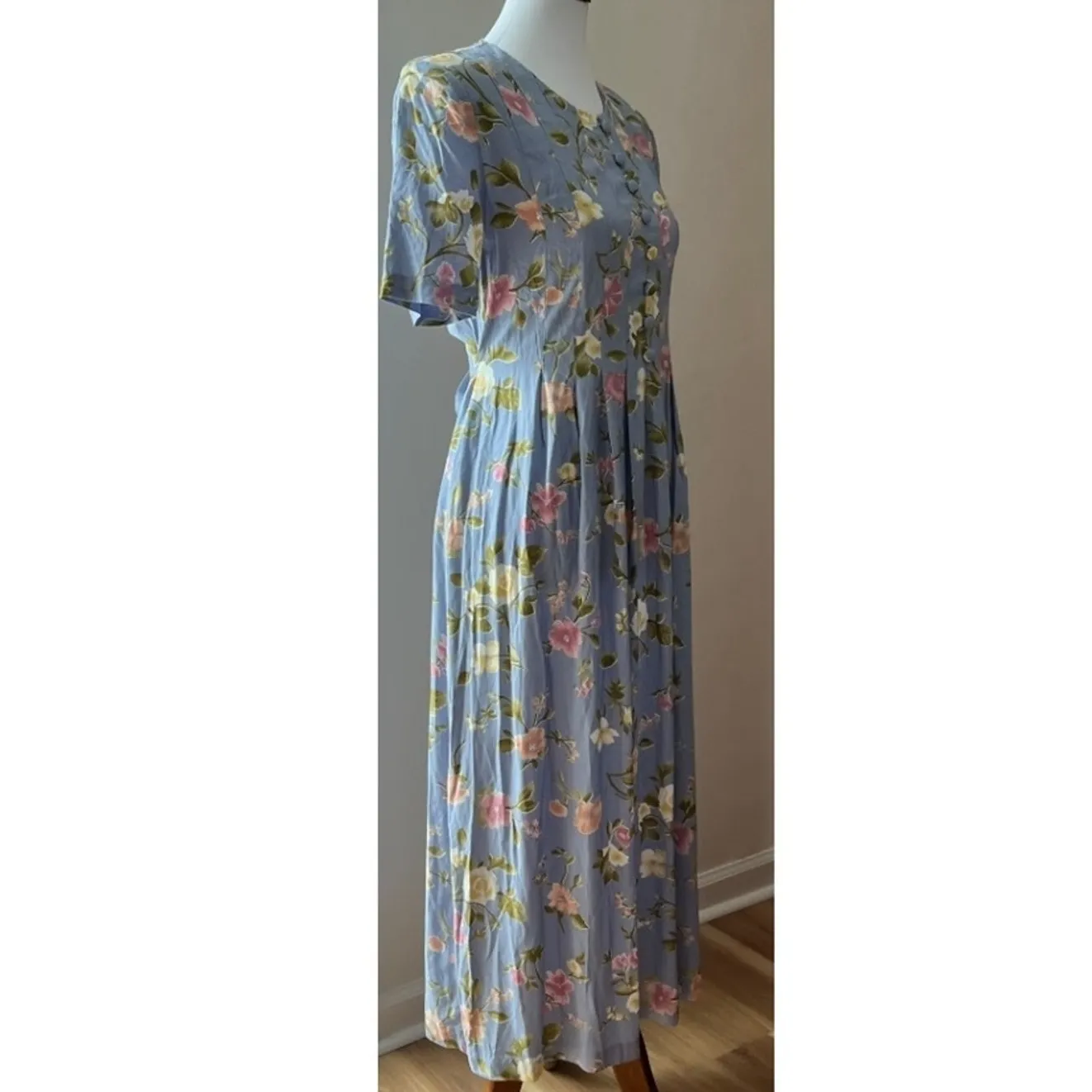 Vintage Small Dress 4 Maxi 90s Y2K Boho Midi Cottage Grunge Floral Tie back Purple - Image 7