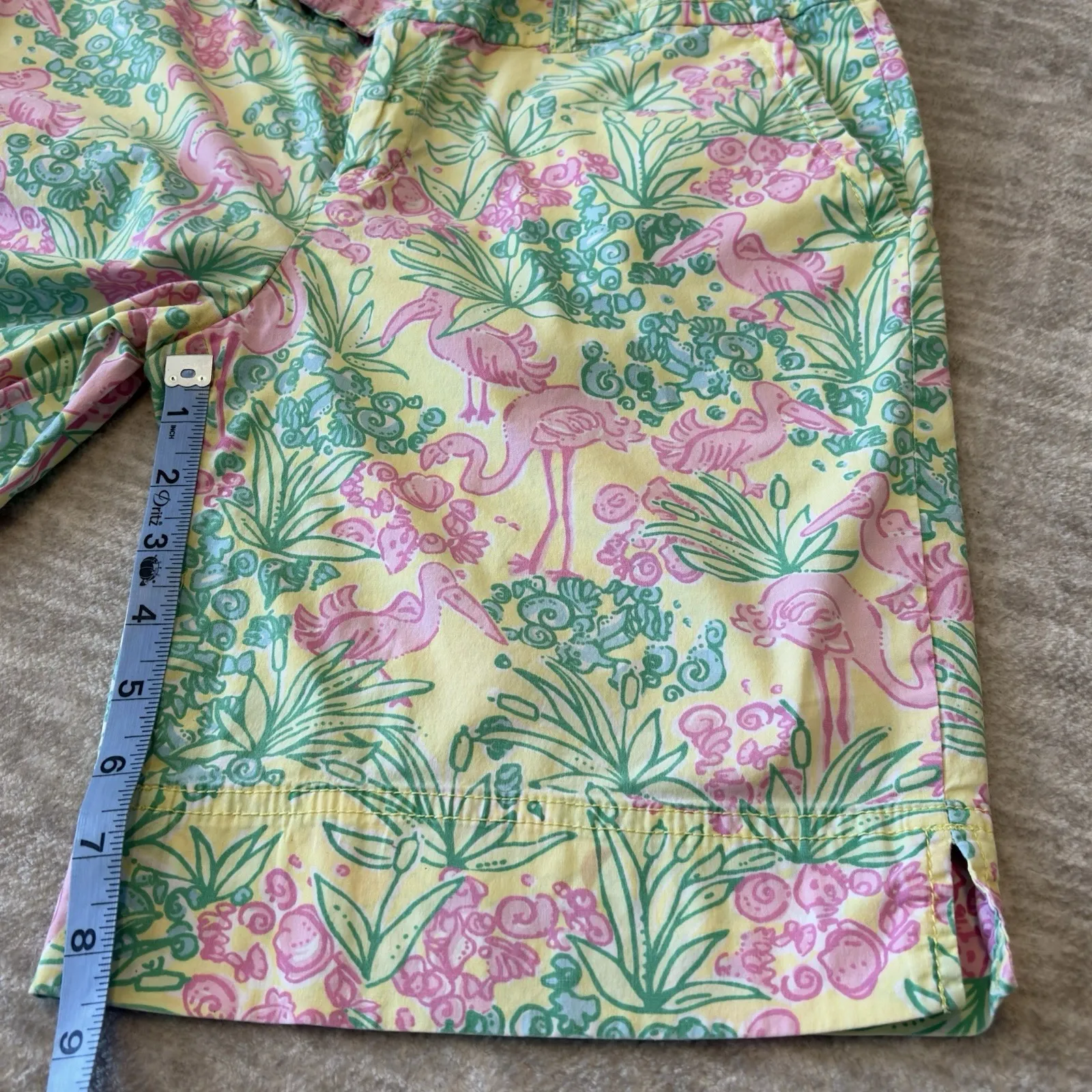 Lilly Pulitzer Palm Beach Fit  Shorts‎ Sz 4 Pink Green Floral Flamingo Stretch - Image 6