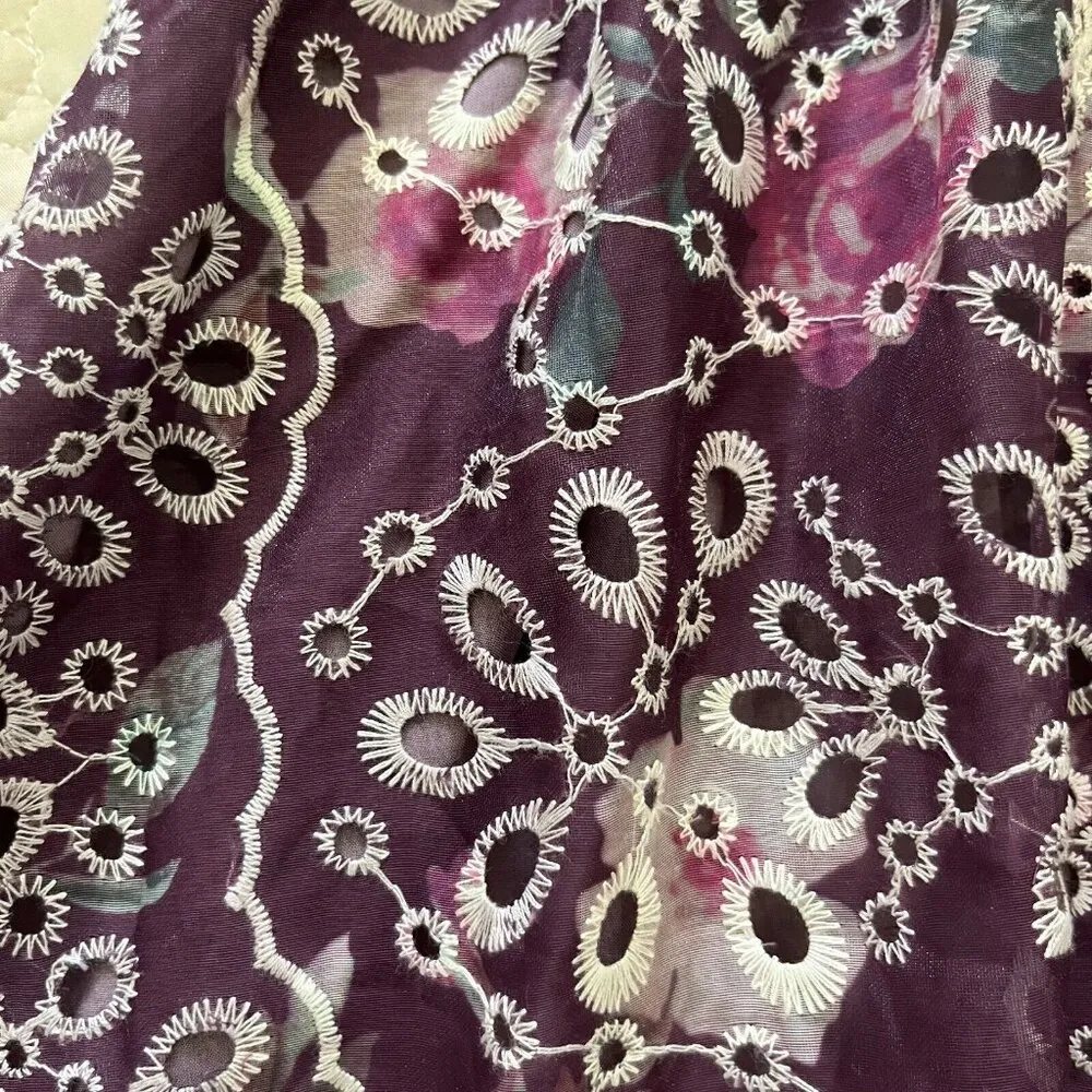 NWOT Altar’d State Women’s Maroon Short Sleeve Dress With Floral Lace Size S - Image 10