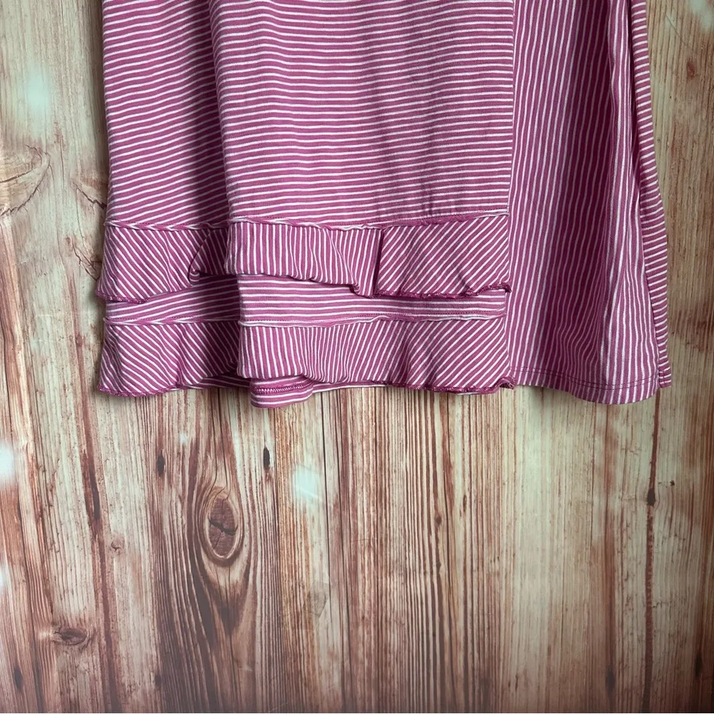 Soft Surroundings Coco Purple Striped Ruffle Hem T Shirt - Image 4