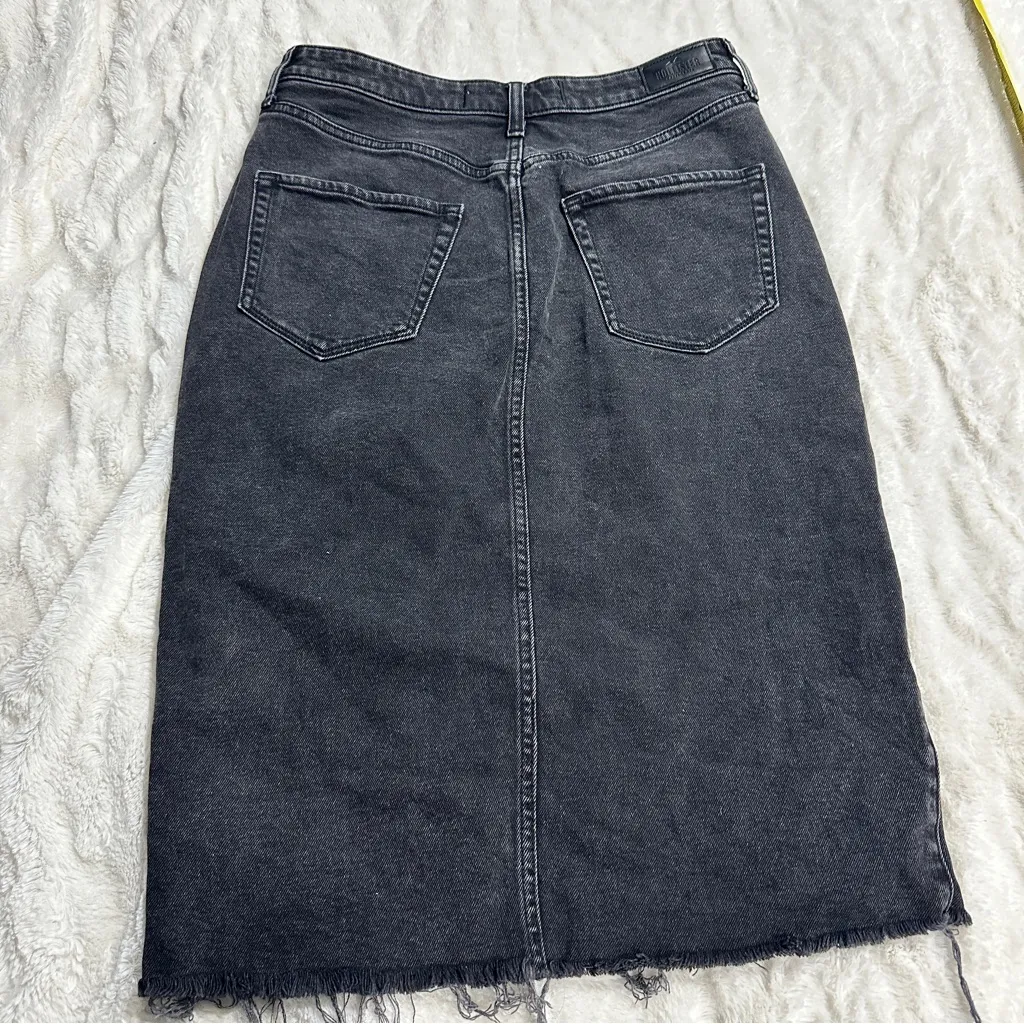 Hollister Size 30 Charcoal Ultra High Rise Front Slit Denim Skirt Hip casual - Image 8