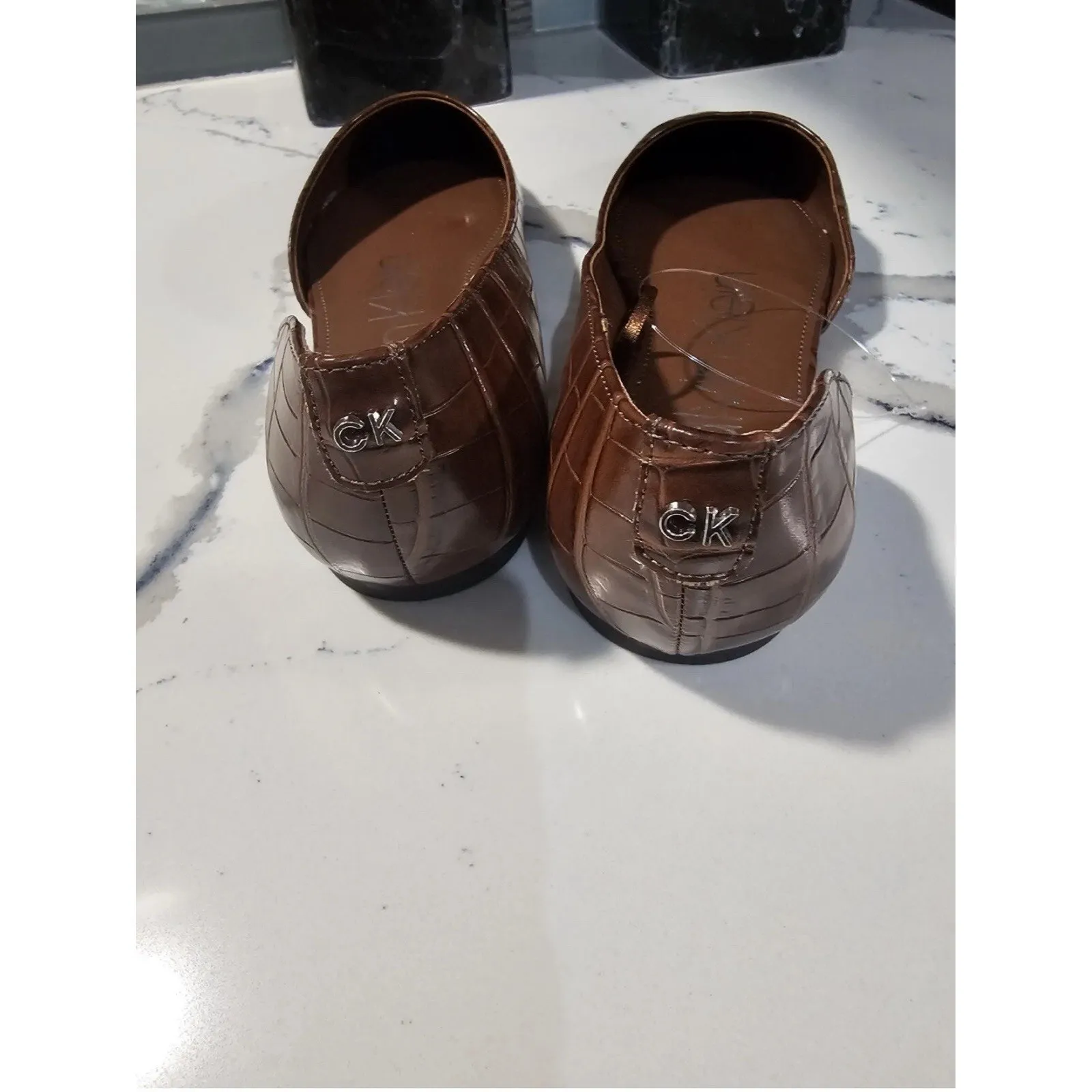 Calvin Klein Kconara Single Sided D'orsay Flats Faux Leather Brown Sz 6.5 - Image 2