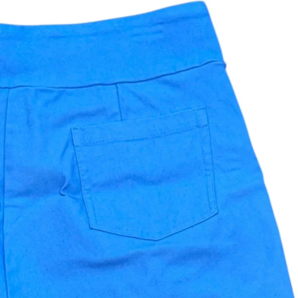 J. McLaughlin Elastic Waist Pull On Bermuda Shorts Light Blue 10 Summer Preppy - Image 4