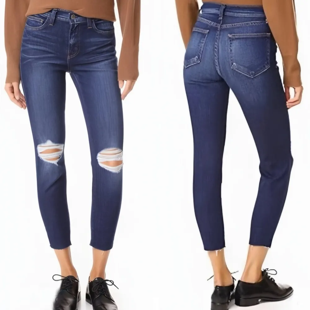 NWOTL'AGENCE Abigail French Slim Ripped Skinny Jeans In Dark Diamond Destruct 25 - Image 4