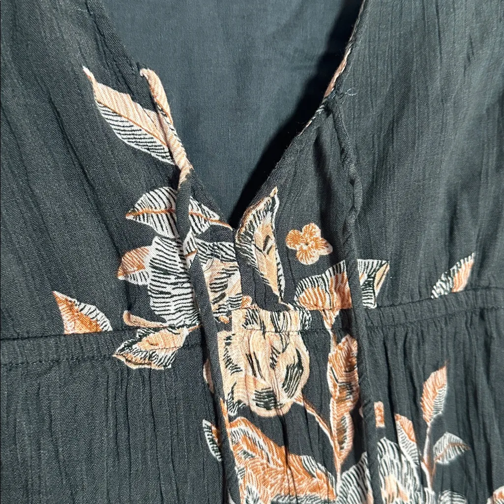 O'Neill Grey Floral Long Sleeve Dress Mini Gauzy Babydoll Beachy Vacation Casual - Image 5