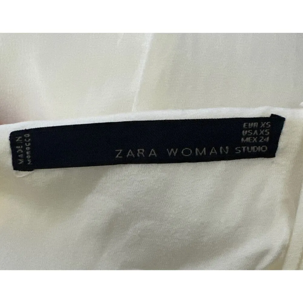 ZARA WOMAN STUDIO DRESS WHITE SLIP LACE BLACK LACE DRESS size XS - Image 11