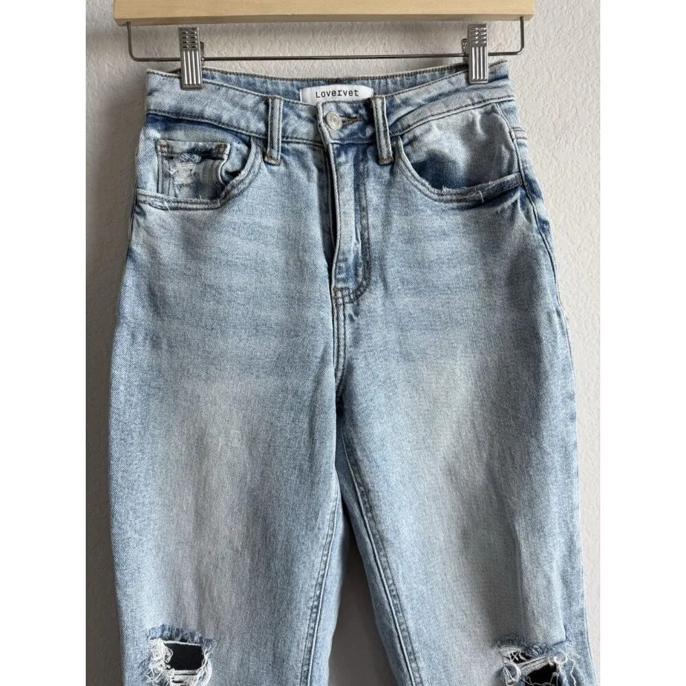 Lovervet LA High Waist Distressed Straight Cut 90's Dad Jeans‎ Women’s Size 24 Blue - Image 8
