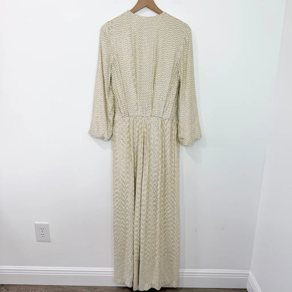 Alexis Zeda Cream Sequin Jumpsuit Long Sleeve Wide Leg Size Large RARE - Image 2