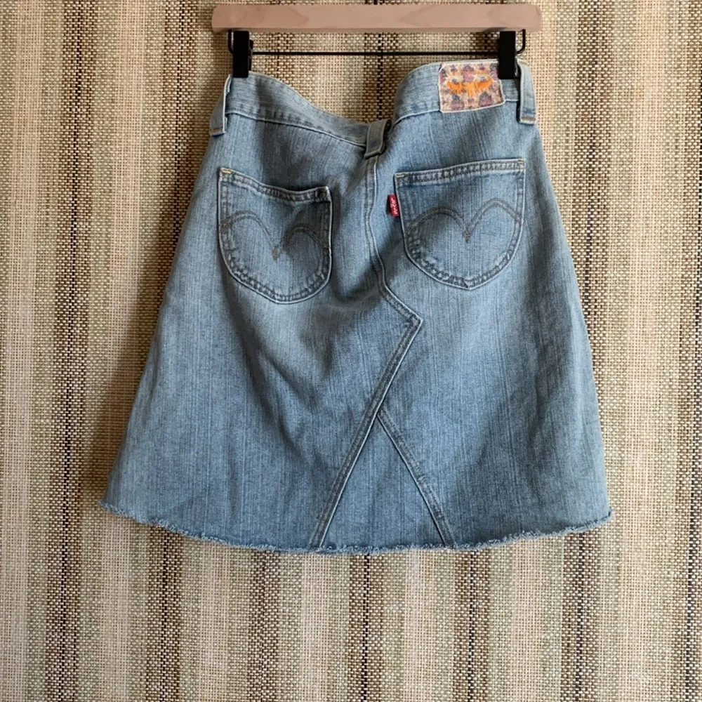 Levi’s 504 Slouch Skirt Vintage Size 5 Denim Stretch Blue Cotton Classic Skirt - Image 4
