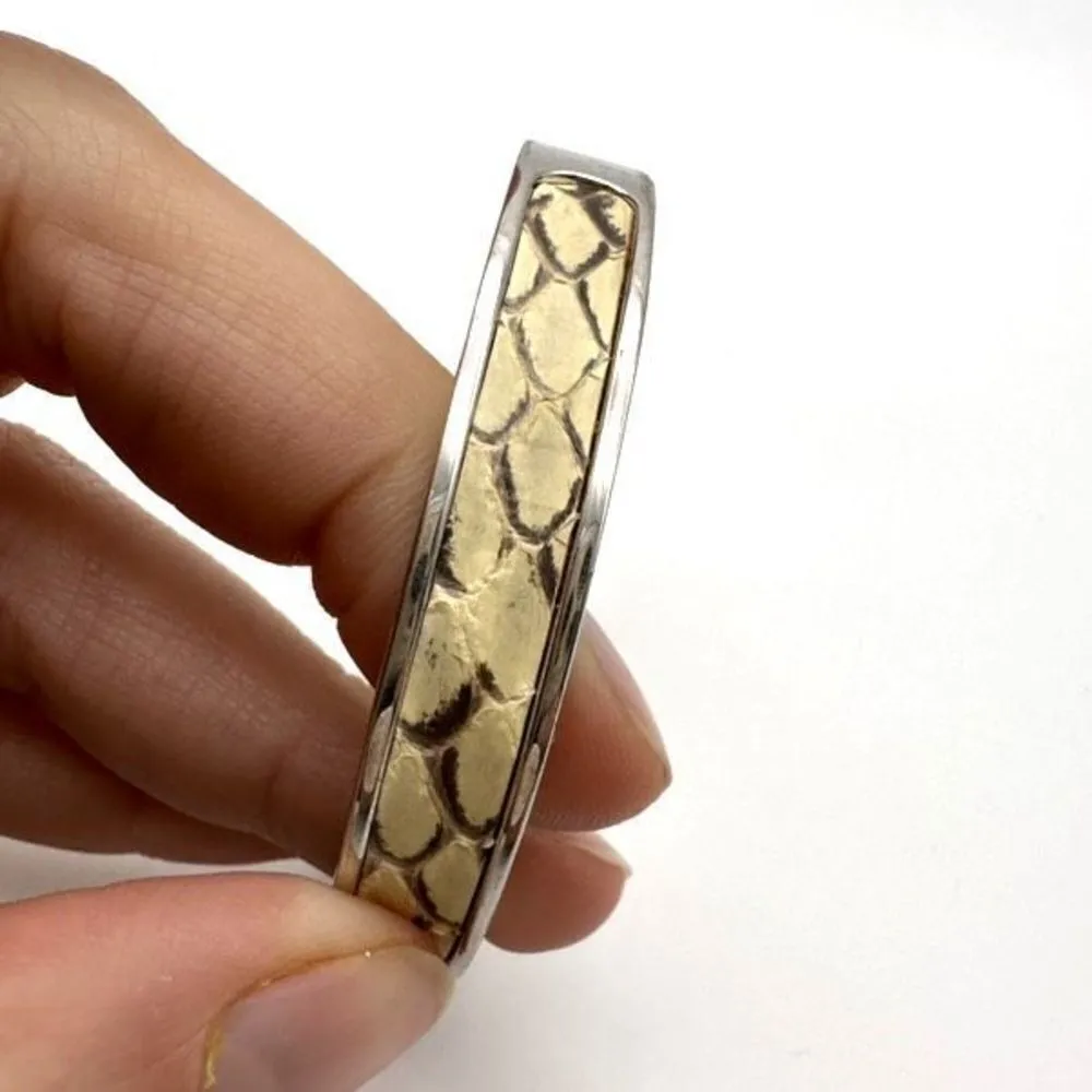 Stella & Dot Emerson‎ Clamper Bangle Bracelet Snakeskin Silver Tone Statement - Image 6