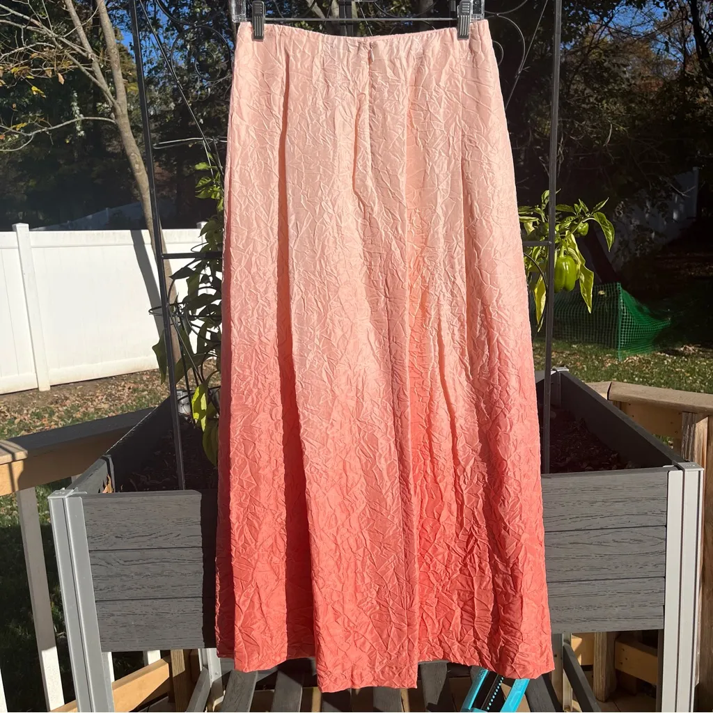 Isda & Co. Women’s 100% Silk Ombré Pink Crinkle Maxi Skirt Size 6 Fairy A - Image 4