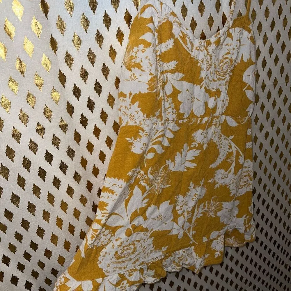 Wild Fable Mustard Yellow Floral Sleeveless Spaghetti Strap Dress size M - Image 6