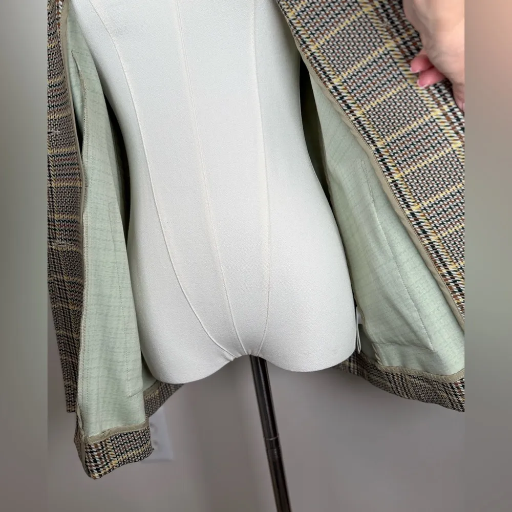 CAbi Pastime Blazer Jacket Multicolor Plaid Stretchy Rayon Blend Women's Size 0 - Image 10