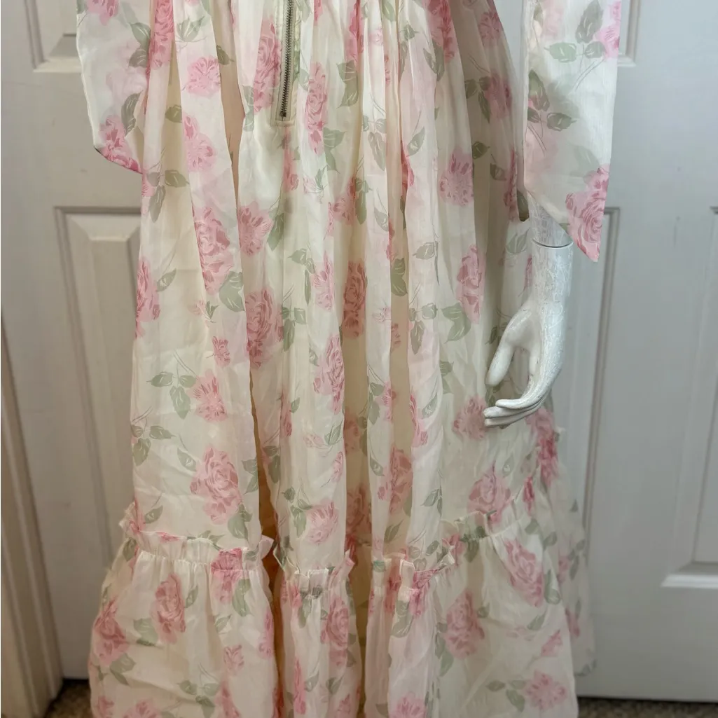 Mable Floral Bustier Maxi Dress with Self Tie Straps - Image 13