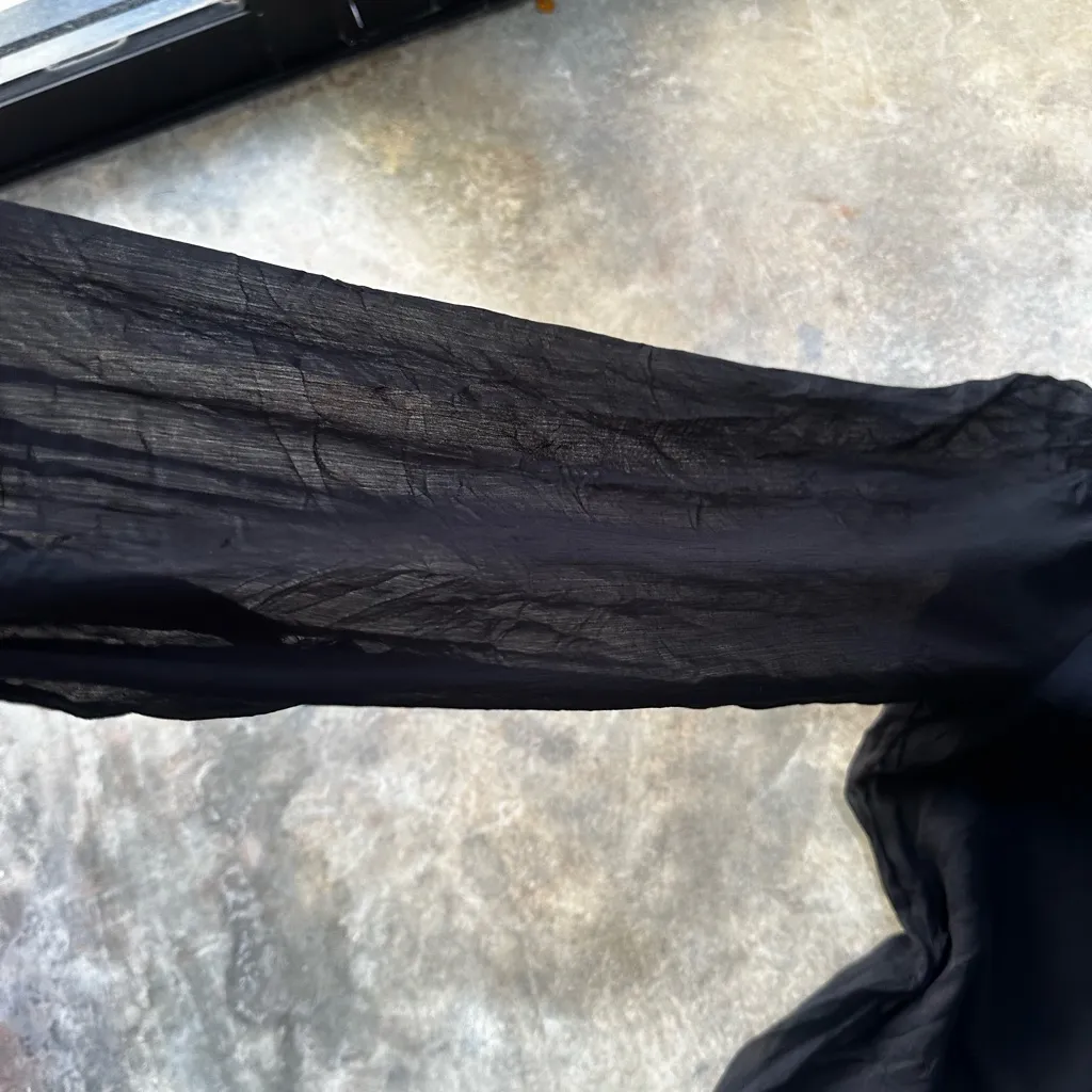 Joie black black ruffle turtle neck with sheer sleeves size s - Image 3