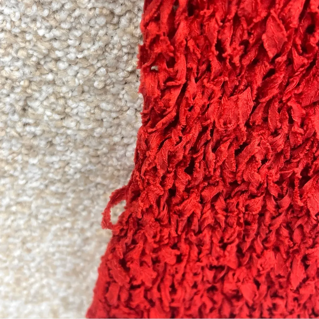 Imperfect y2k 100% silk top large crochet style crinkle red baddie going out top - Image 11