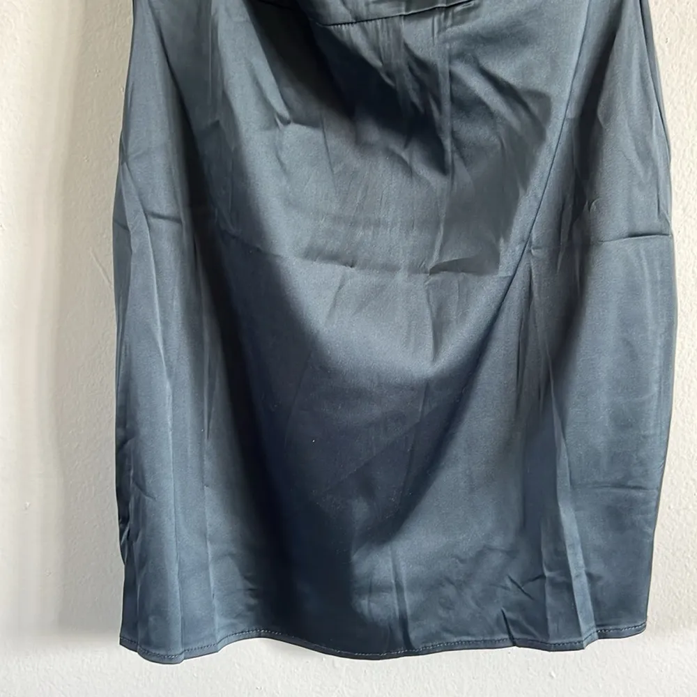 NWT ASOS Parisian Petite satin cami strap mini dress w/ cowl neck in steel blue - Image 4