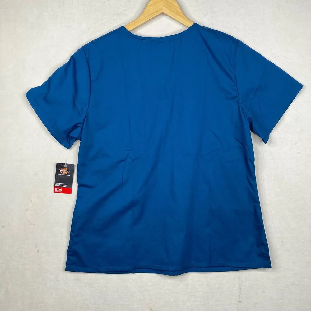 NWT Dickies Royal Blue Womens Modern Classic Short Sleeve V-Neck Scrub Top Large - Image 7