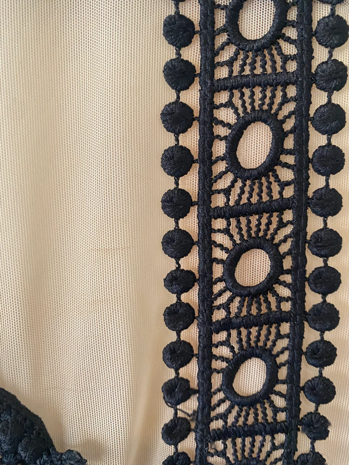 Agaci tan and black sheer long sleeve mini dress with embroidered detail - Image 7