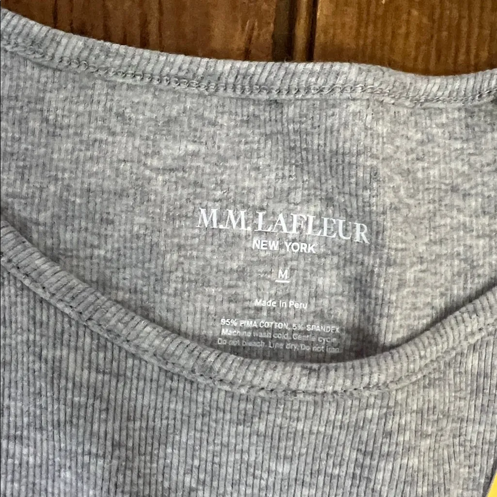 M.M.Lafleur women’s scoop neck 3/4 sleeve Light Gray Soyoung 1.0 t shirt Top NWT - Image 2