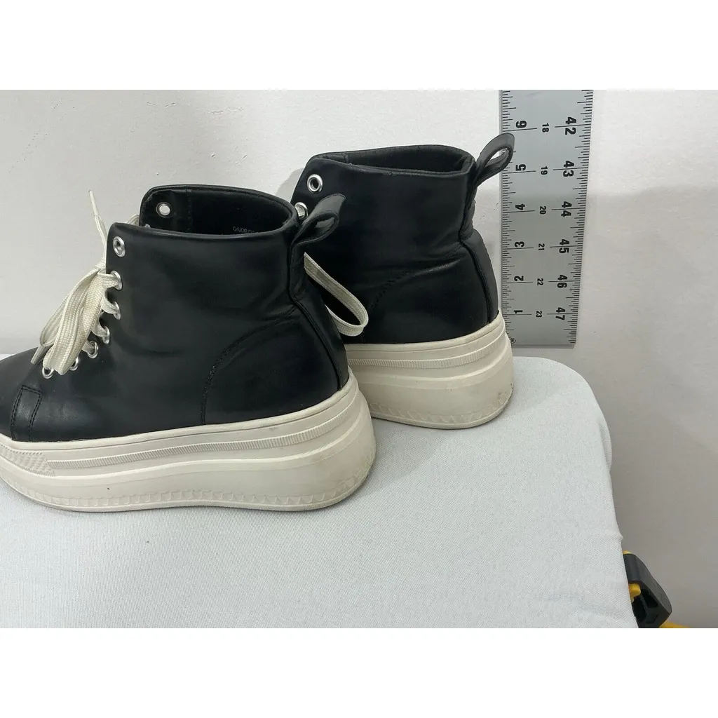 Womans Madden Girl Chuckl 7 Black Platform Wedge High Top Lace Up Sneakers - Image 4