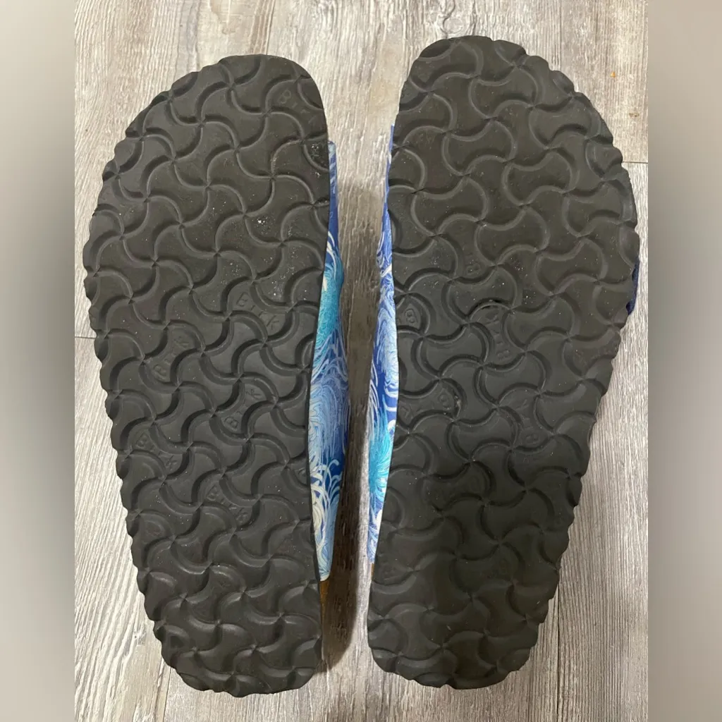 Papillio Birkenstock Stylish Blue Patterned Sandals Size 7 - Image 8