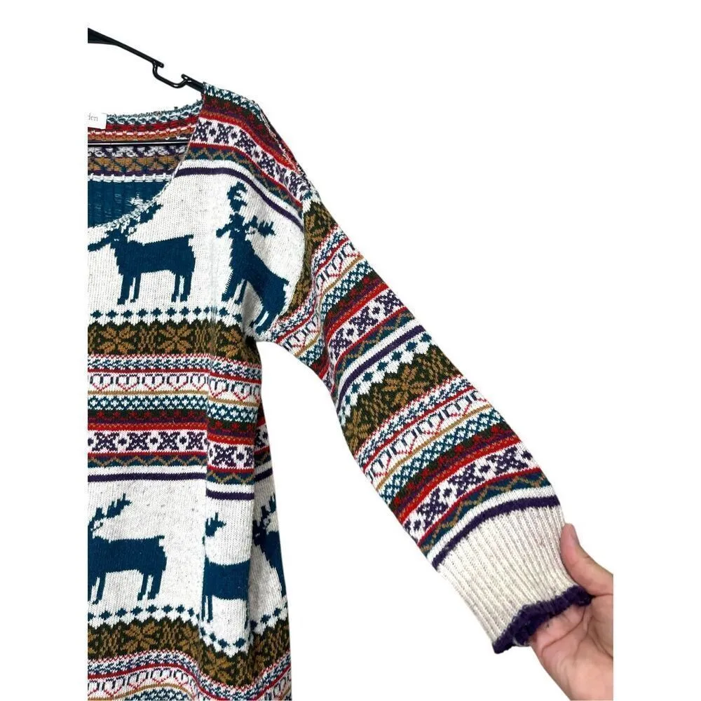 Vogue Of Eden Nordic Reindeer Moose Sweater Size‎ L - Image 4