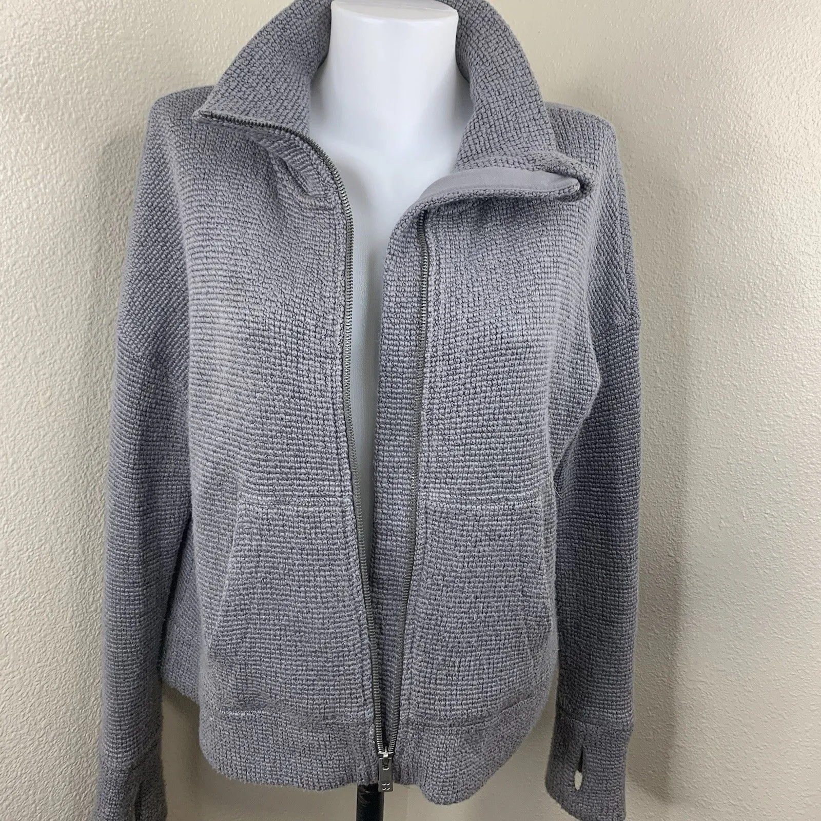 Sweaty Betty Charcoal Marl Gray Restful Boucle Full Zip Jacket Sz XS Sweater - Image 3