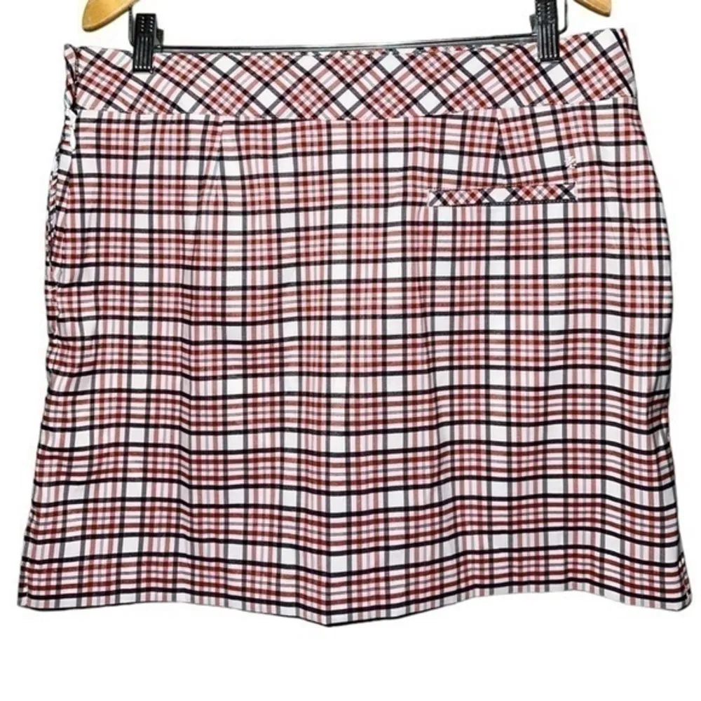 Izod Women’s Size 12 Red White Blue Green Checkered Plaid Golf Skirt Skort - Image 2