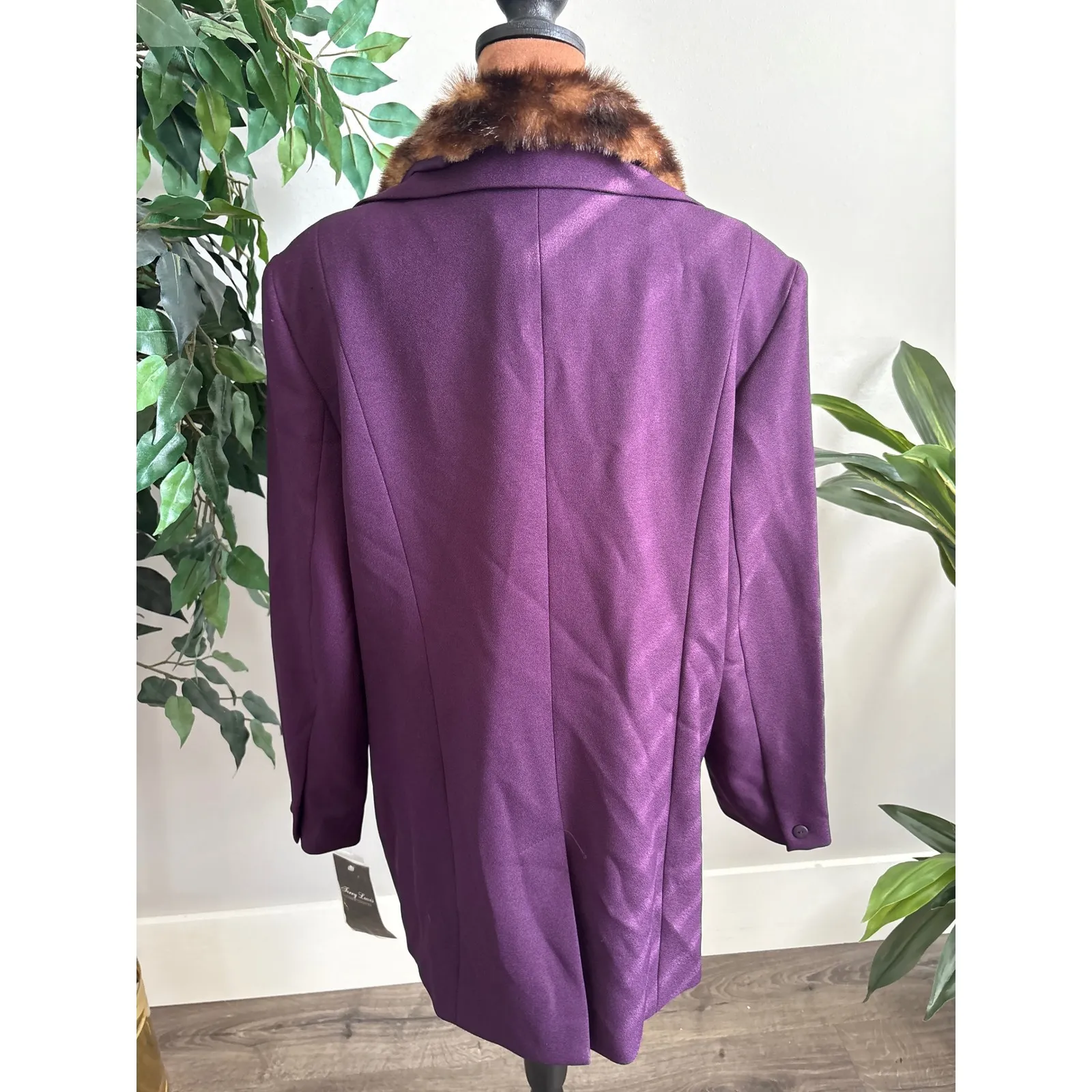 Vintage Terry Lewis Classic Luxuries Womens Purple Faux Fur Collar Jacket L NWT Size L - Image 3