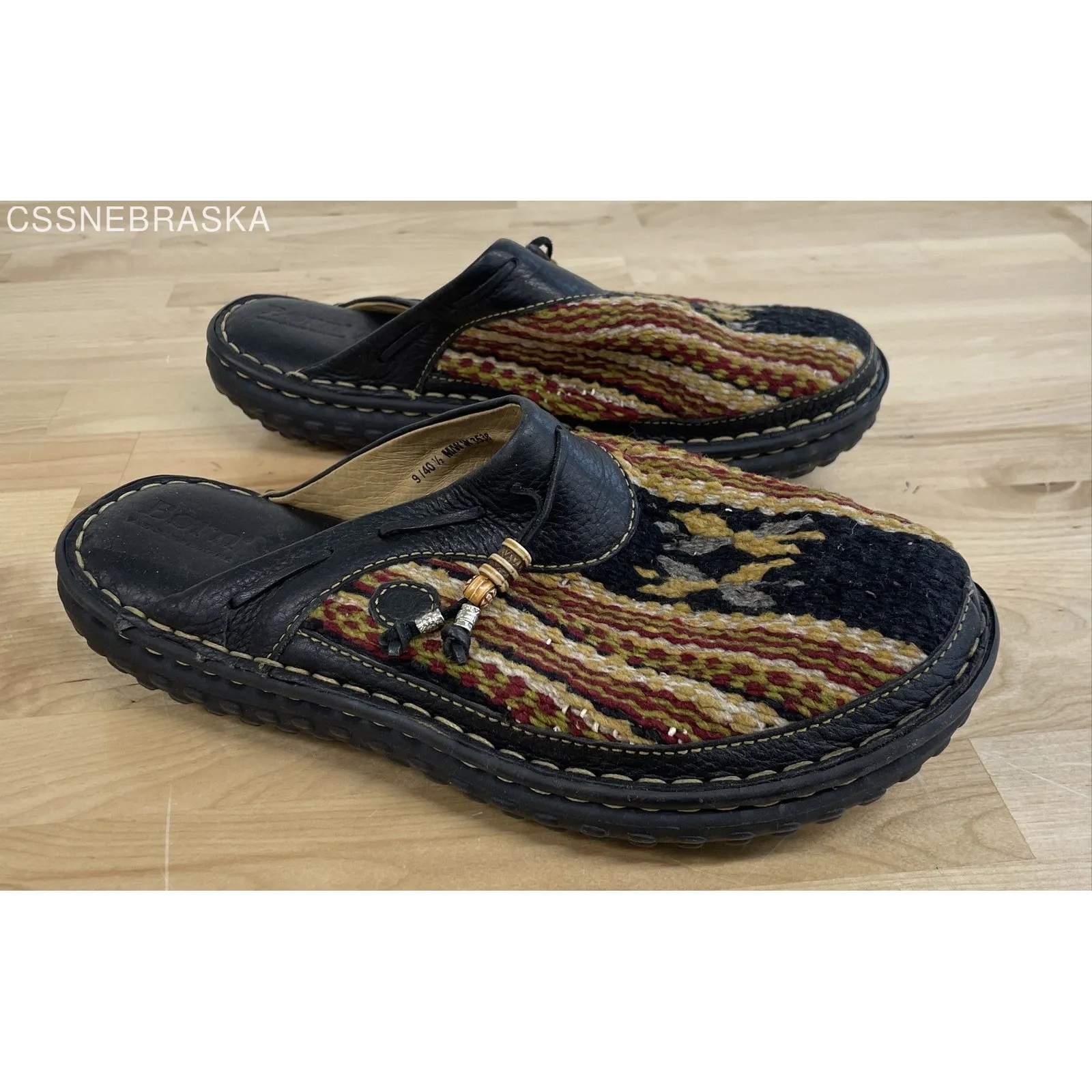 Born Beige/Brown Woven Blanket Clogs Womens - Image 4