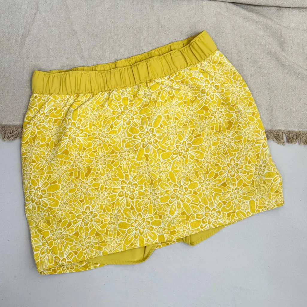 The North Face Women's M Golden Yellow Floral Pullon Skirt Skort Activewear - Image 3