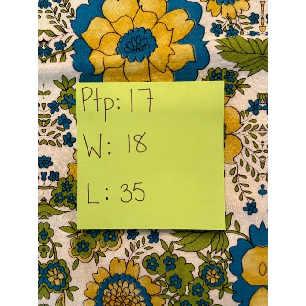 Vintage Homemade Likely a Small 70’s Blue & Yellow Floral Dress w button straps White - Image 11