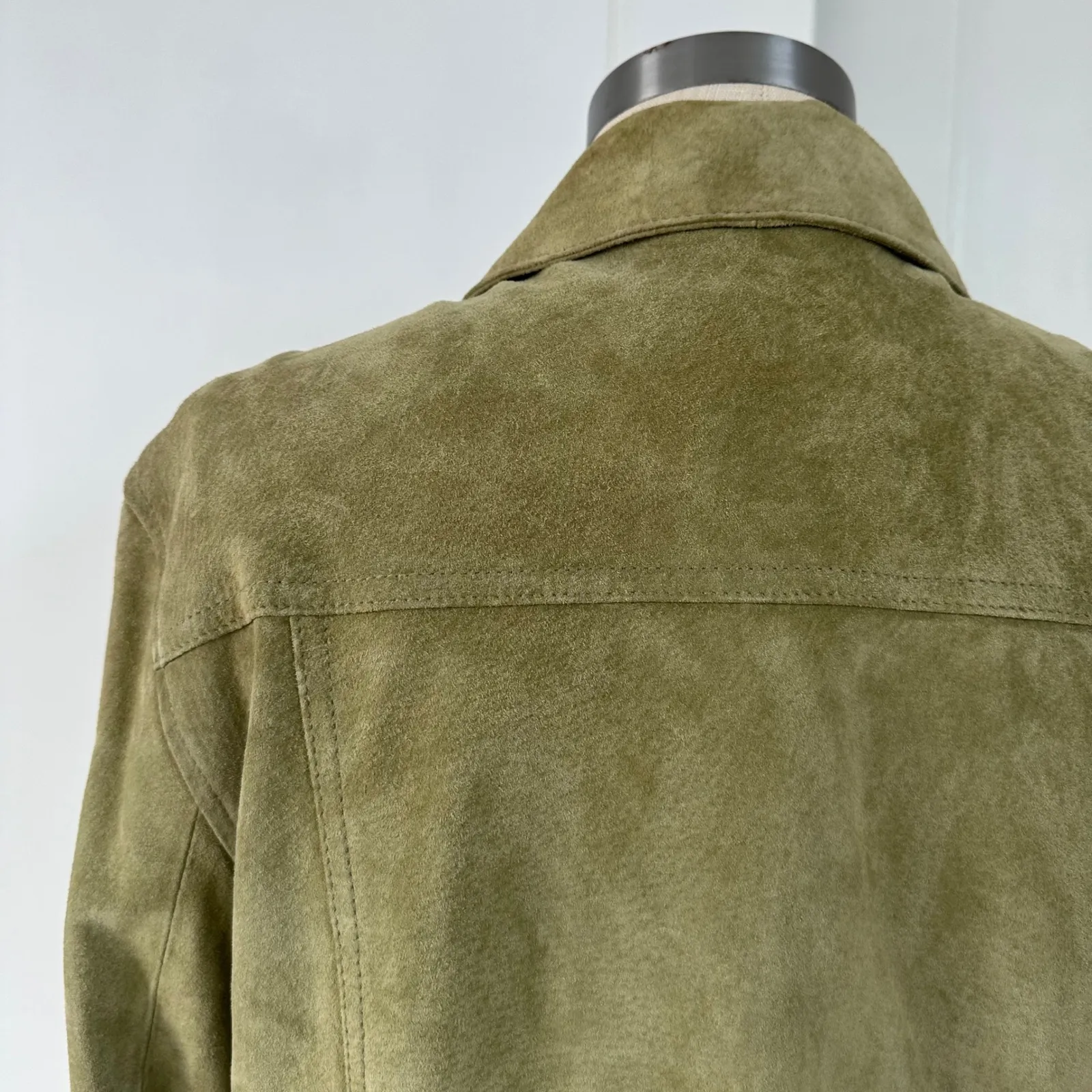 Cherokee Vintage Suede Leather Jacket Olive Green Women's Size L 90s Y2K - Image 7