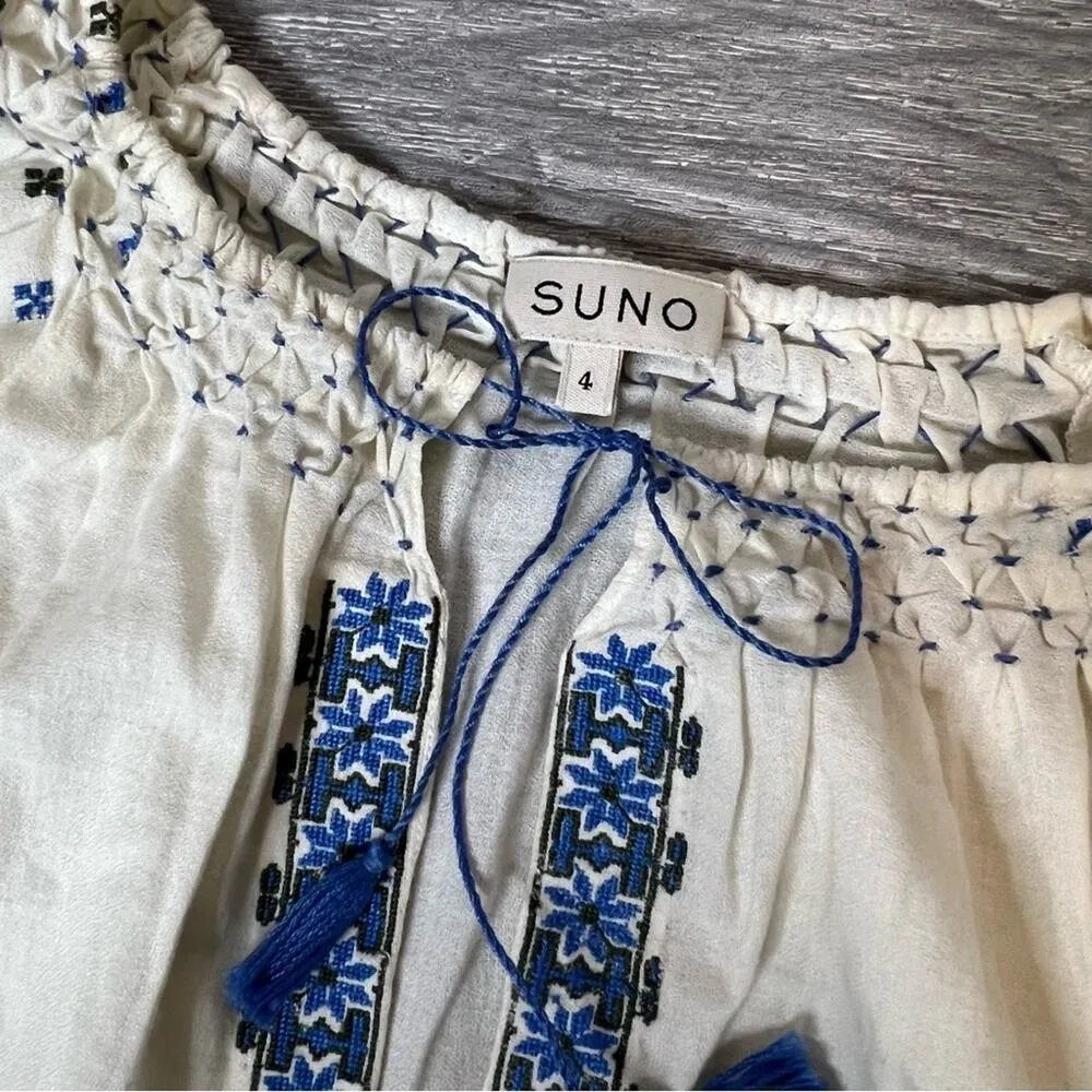 Suno embroidered peasant dress Blue Size 4 - Image 6