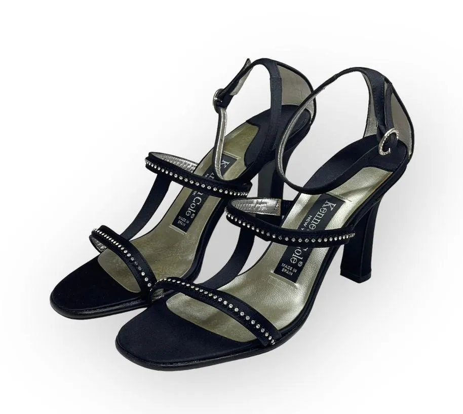 new Kenneth Cole ★ Evening Star Rhinestone Embellished Sandal ★ Black Satin ★ 8M - Image 6