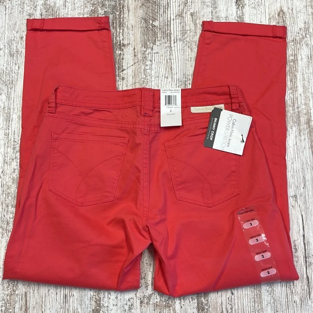 Calvin Klein Jeans NWT Melon Wildflower Power Stretch Skinny Crop Pants - Image 6