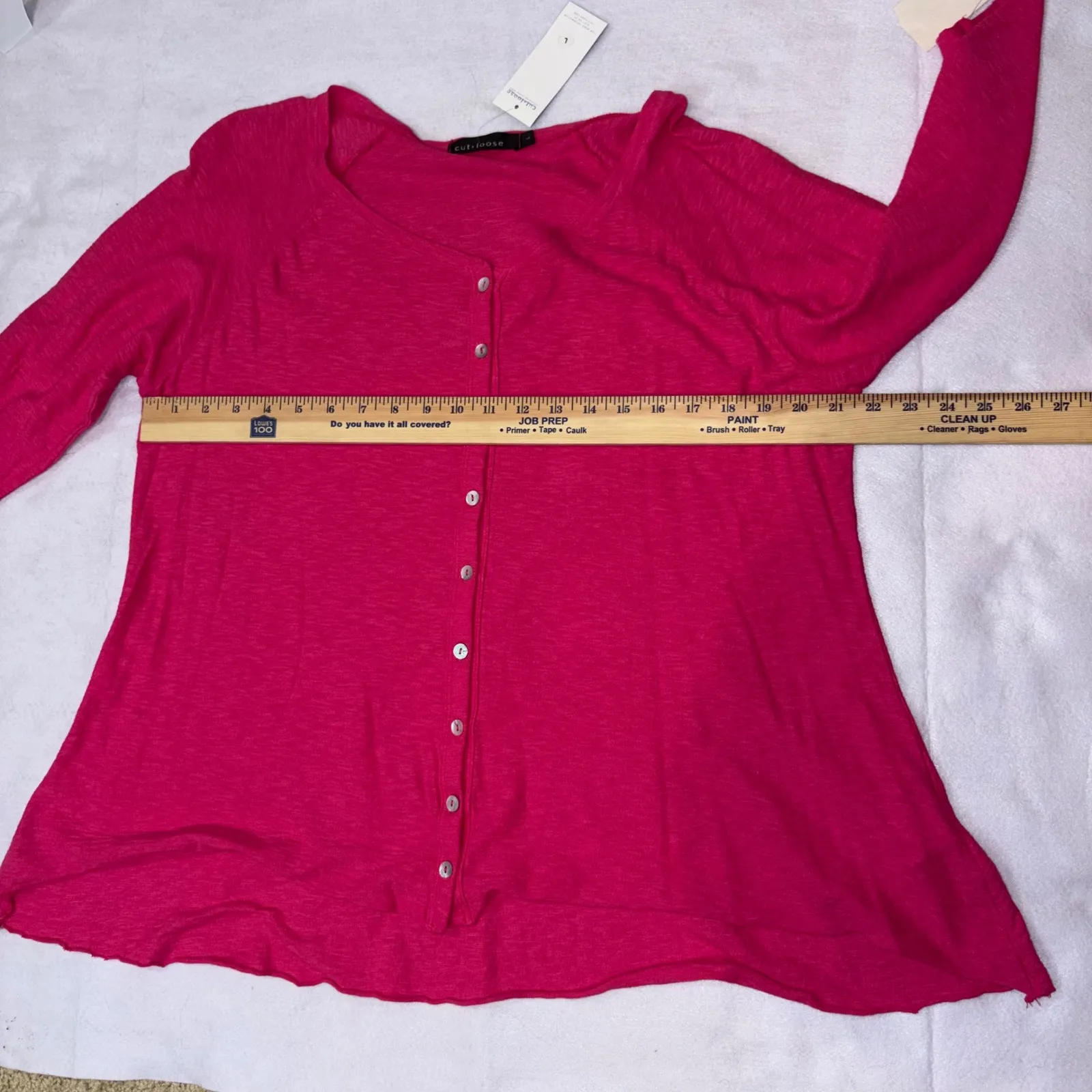 Cut‎ Loose Pink Button Up Long Sleeve Tunic Top Shirt Women's Size L Size L - Image 5