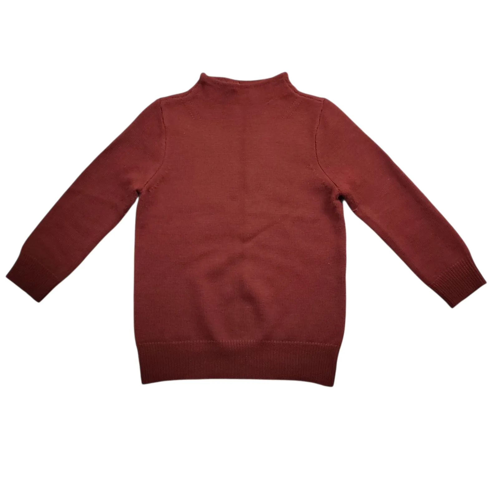 J Crew 100% Wool Knit Sweater Womens XS Orange Mock Neck Preppy - Image 6