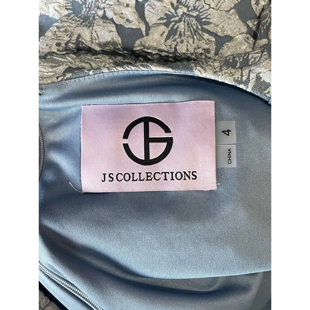 JS Collection Remi Sweetheart Lace Column Gown Slate Womens 4 Blue - Image 12