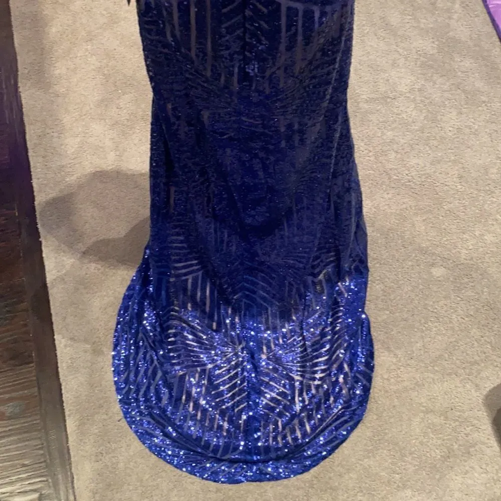 Women’s Halter Neck Mermaid Sequined Blue Prom Party Dress L NWT Size L - Image 3