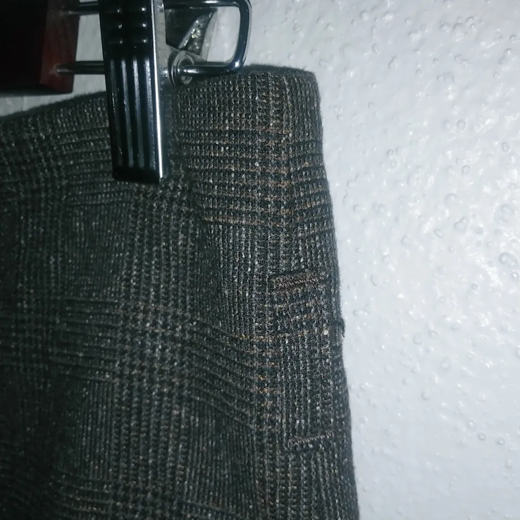 Benetton S Wool Plaid Pencil Skirt Workwear in Brown Black - Image 7