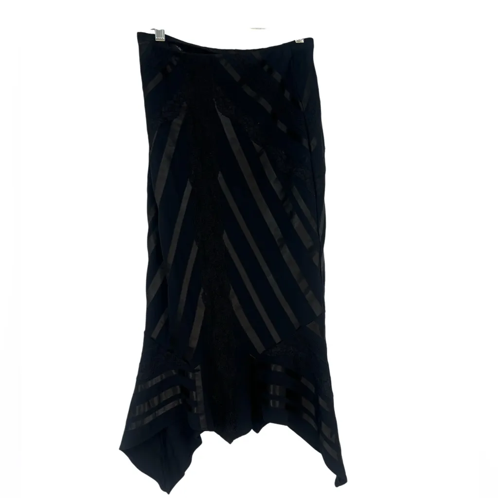 Y2K Lace BlackSkirt Vintage Satin Skirt stripped Disco Black Goth Fairy Mermaid - Image 2