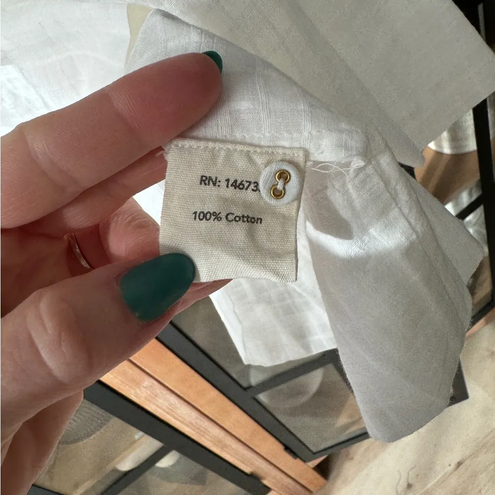 MIRTH malaga top blouse cotton buttons bows tie front box weave short sleeve - Image 5