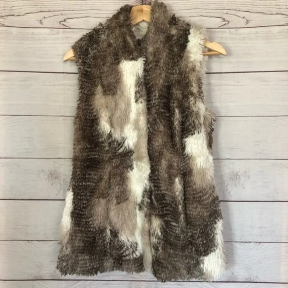 Cabi Aspen Faux Fur Brown & White Full Zip Vest 3179 XS - Image 29
