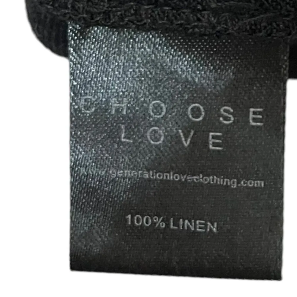 Generation Love Women Black Long Sleeve Top Lace Up Linen Blouse Size Small S - Image 9