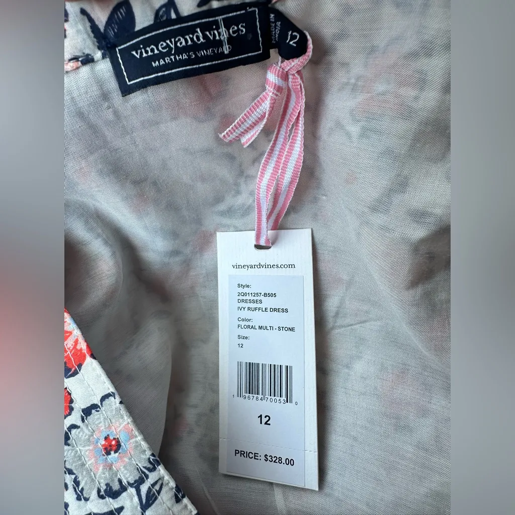 Vineyard vines Ivy Floral Long Sleeve Cotton & Silk Dress Size 12 NWT - Image 5