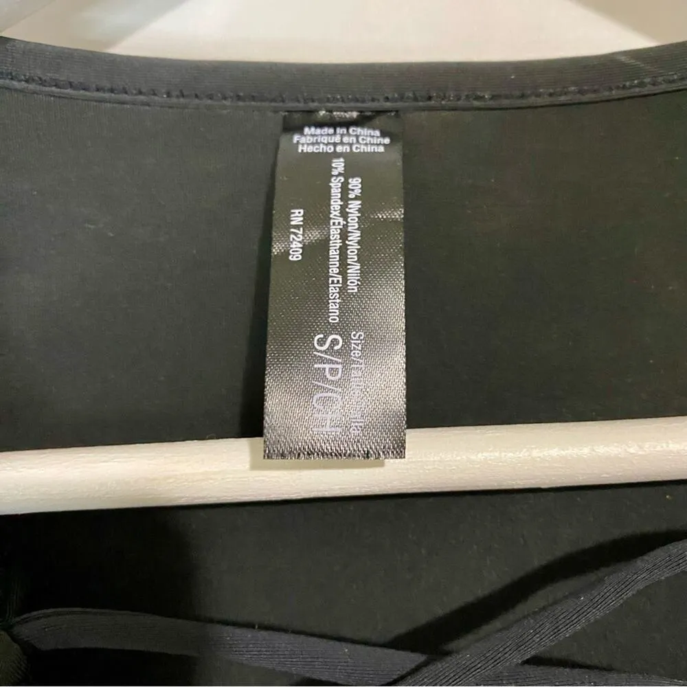 Rene Rofe Women’s Long Sleeve Lace Up Bodysuit Black Size Small NWT FLAW - Image 4