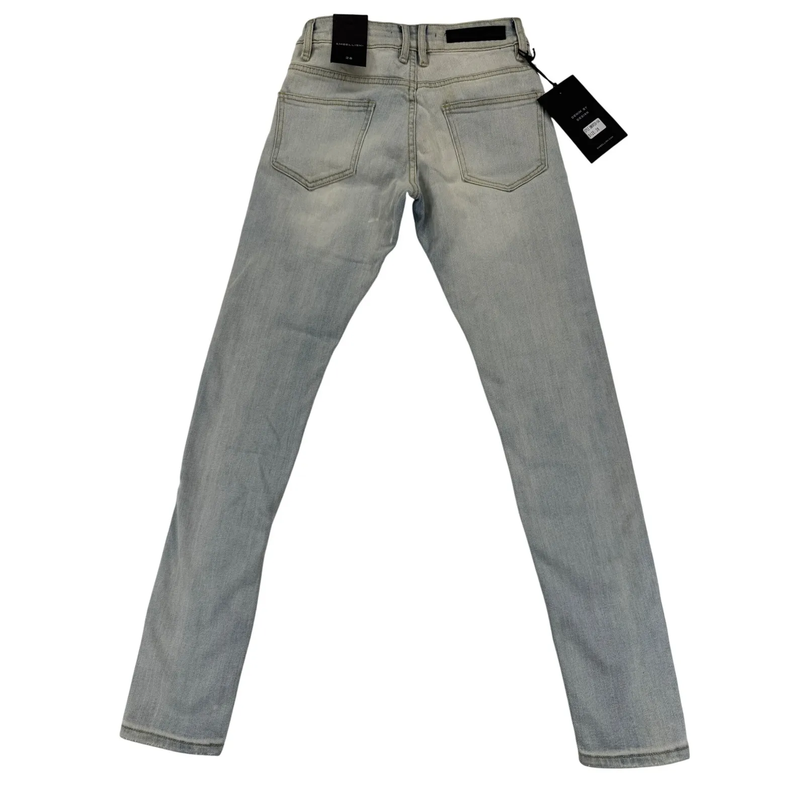 Embellish Distressed Ripped Denim Jeans White Stripe‎ Light Wash Womens Size 28 Blue - Image 13