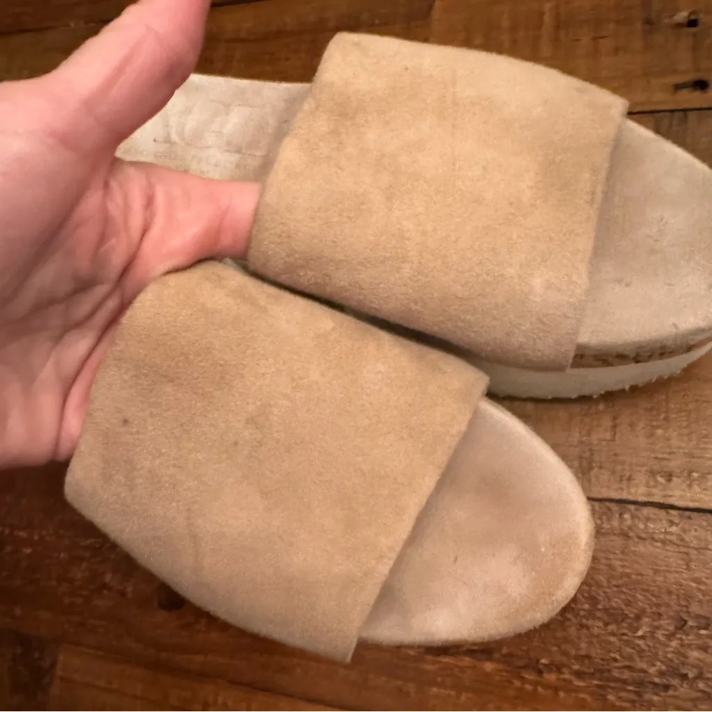 AGL Suede Slide Platform Sandals Tan Size 7.5 - Image 3